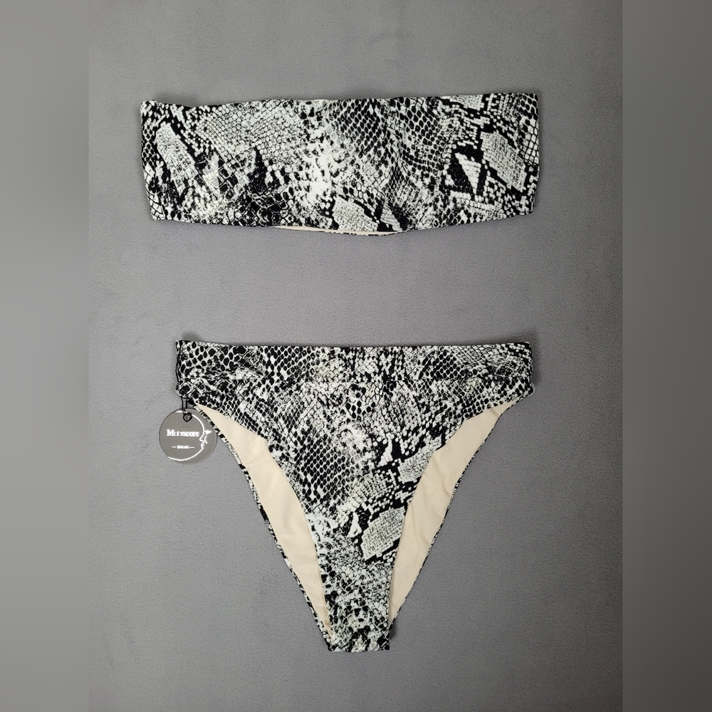 Mooncore Women's Two Piece Bikini Set Tube Top Swimsuit Animal Print Large